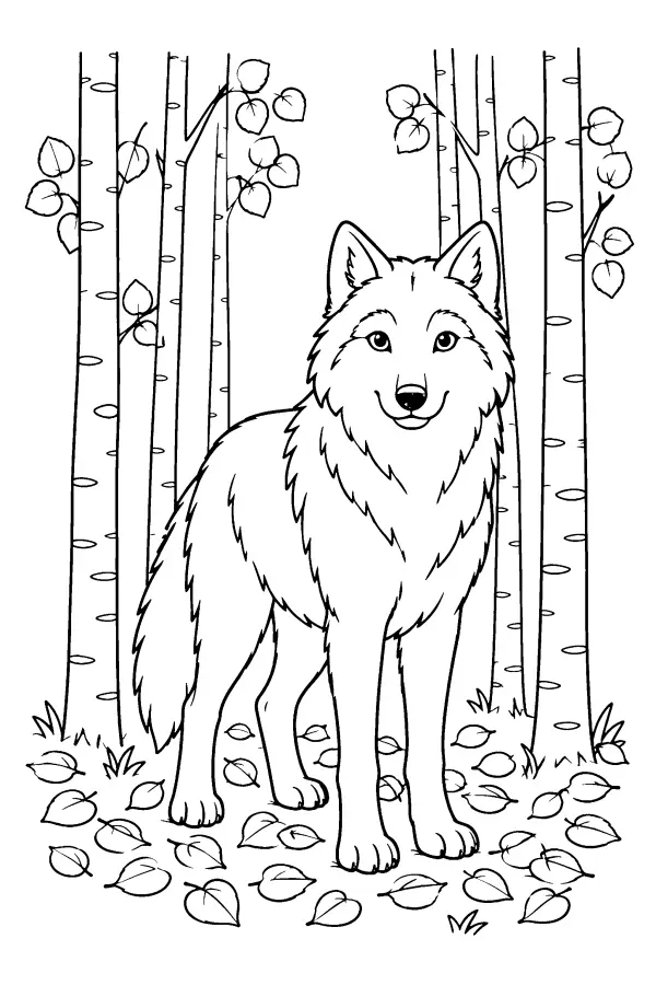 Wolf In Aspen Grove