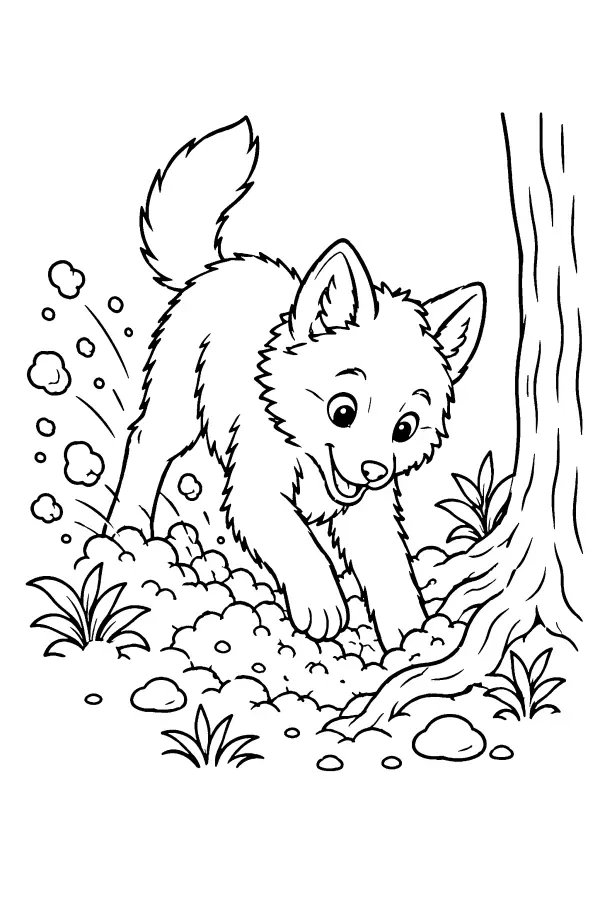 Wolf Pup Digging