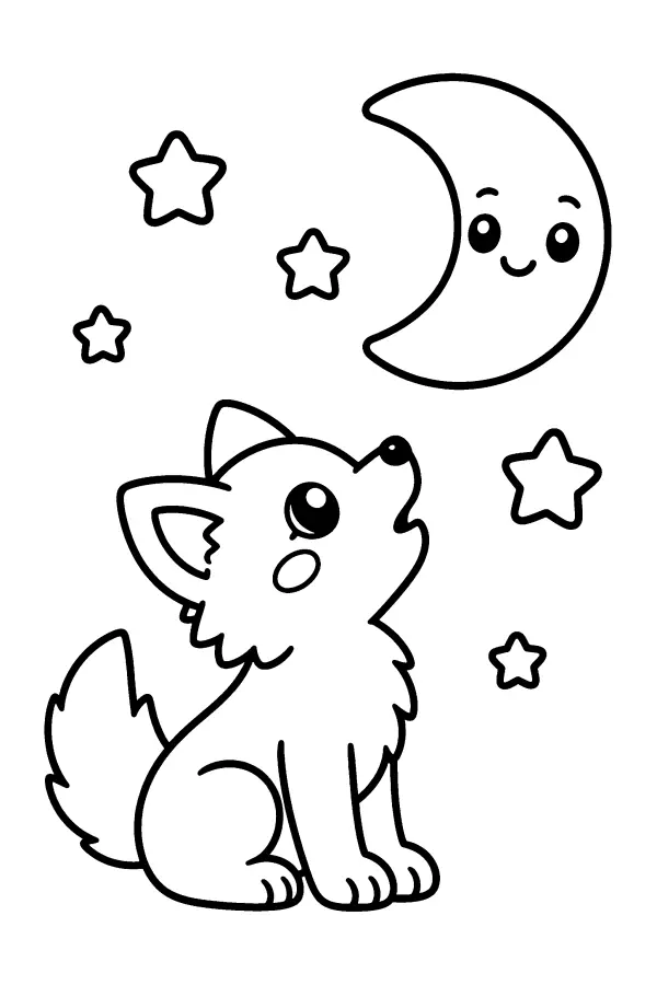 Wolf Under Moon