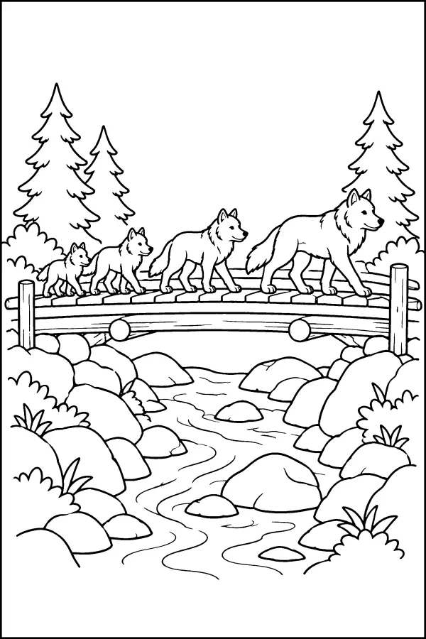 Wolves On Bridge